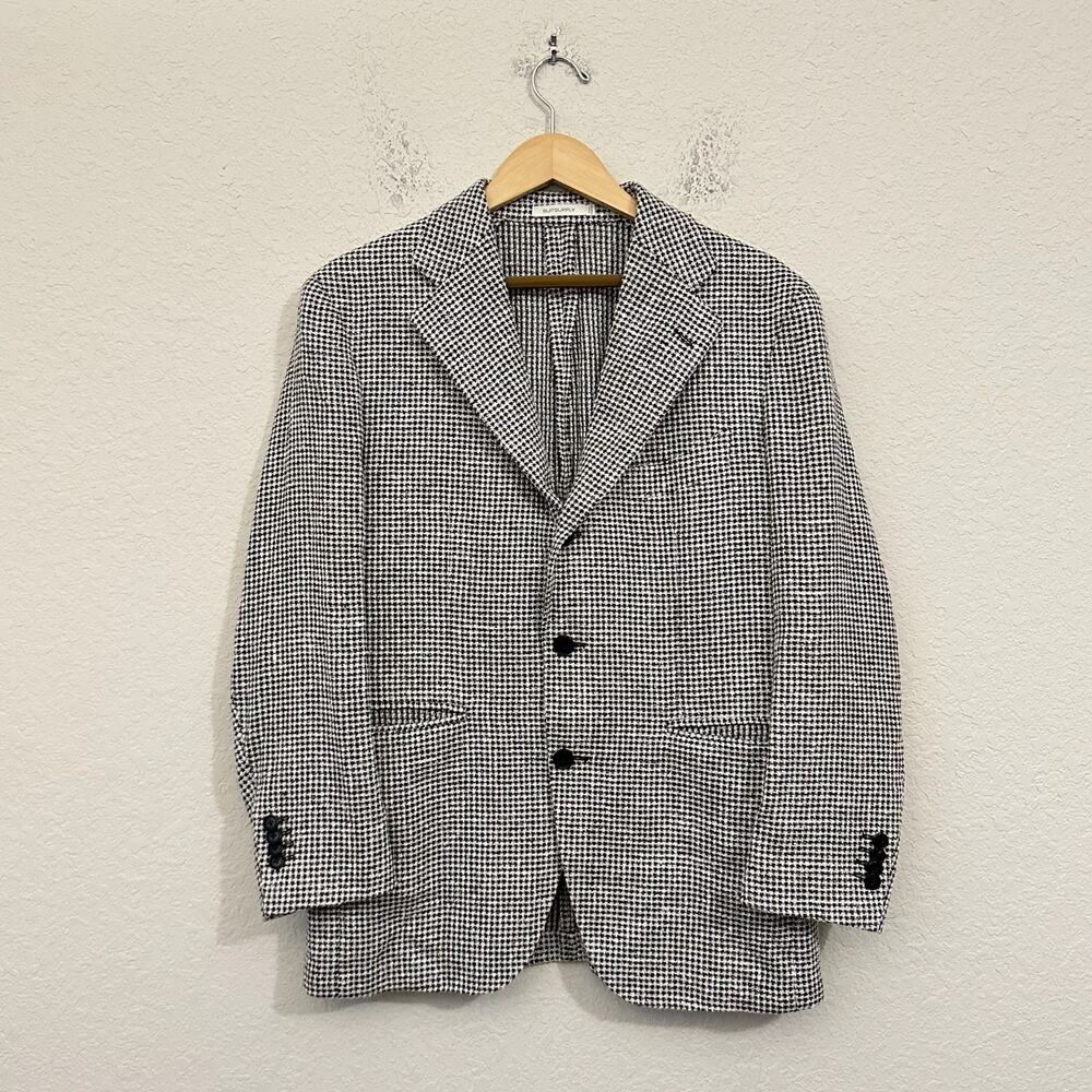 SUITSUPPLY Roma Blazer Houndstooth Unlined Linen Silk Tweed Relaxed Fit